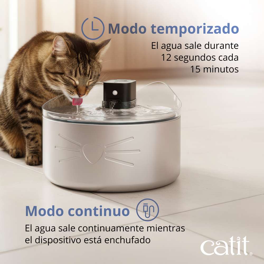 Fuente para Gatos Sin Cables de Acero Inoxidable UVC 5L Catit PIXI