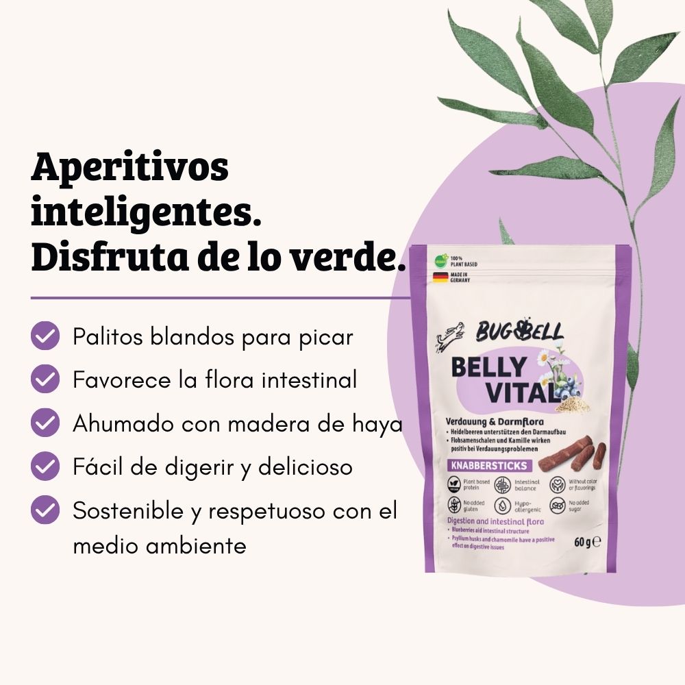 BugBell BellyVital Snack blando para perros 12×60 g – ayuda a la digestión y a la flora intestinal_1