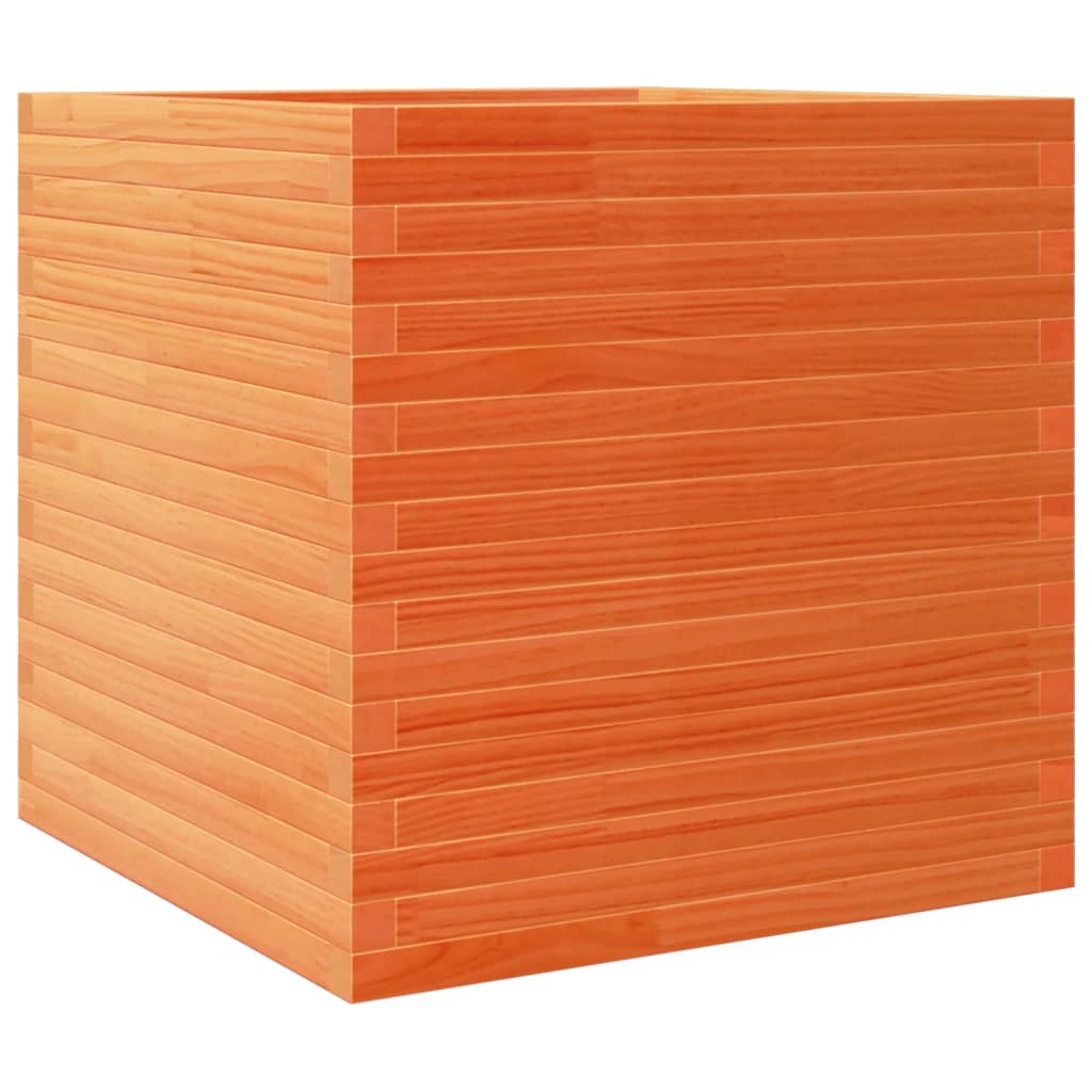 Jardinera De Madera Maciza De Pino Marrón Cera 70x70x68,5 Cm_0