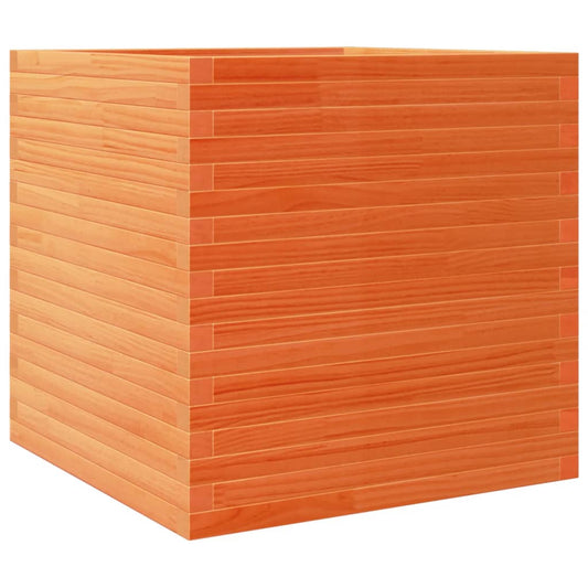 Jardinera De Madera Maciza De Pino Marrón Cera 70x70x68,5 Cm_0