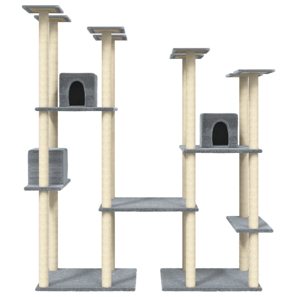 Rascador Para Gatos Con Postes De Sisal Gris Claro 174 Cm_3