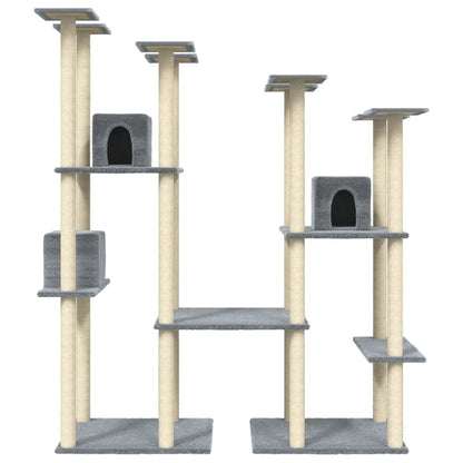 Rascador Para Gatos Con Postes De Sisal Gris Claro 174 Cm_3