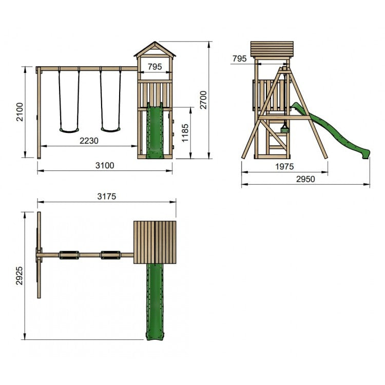 Parque Infantil Masgames Carlit L Techo De Madera Basica Con Columpio Doble._1