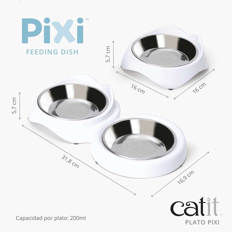 Comedero Doble para Gatos Blanco Catit PIXI