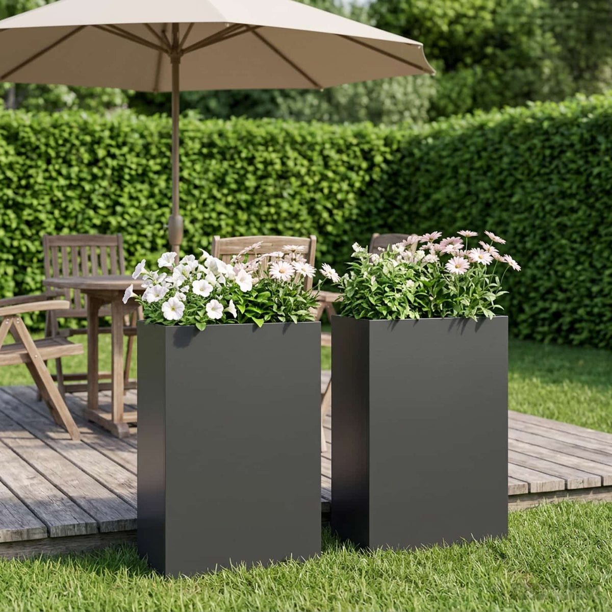 Macetero De Jardín 2 Uds. Negro 50 X 20 X 75 Cm_1