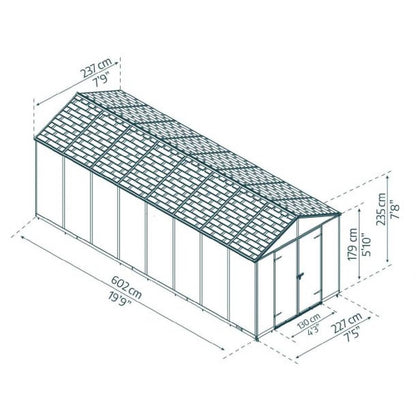 Cobertizo de jardín Rubicon 237x602 cm gris oscuro Canopia