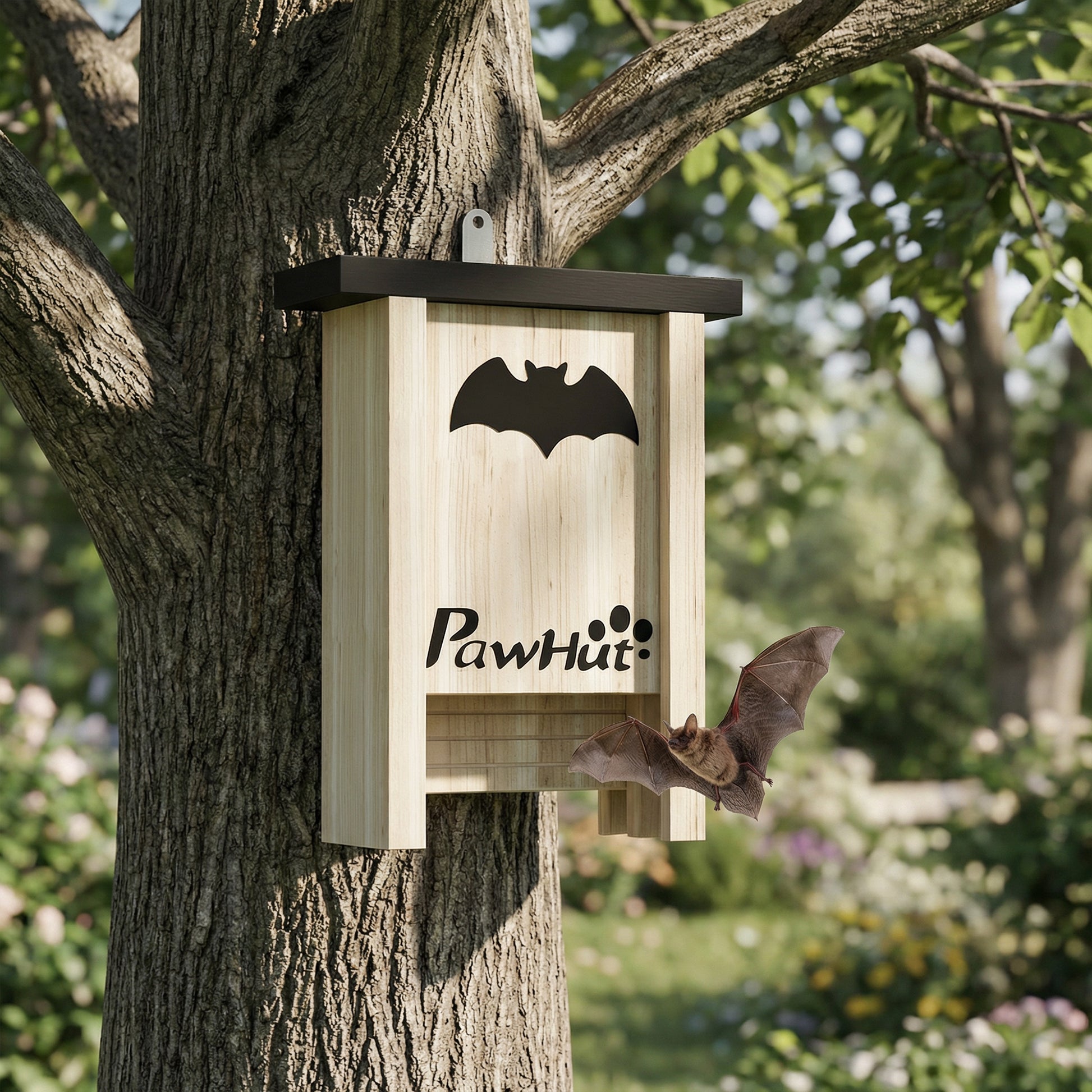 Pawhut Pack De 3 Casas Para Murciélagos De Madera Para Exterior Jardín Natural_3