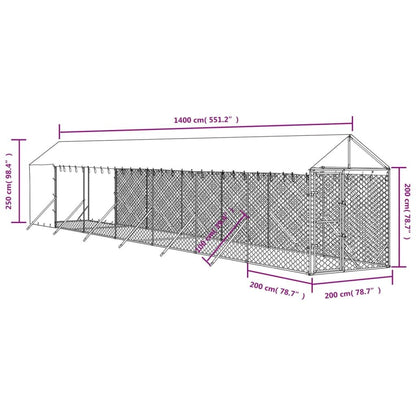 Vidaxl Perrera De Exterior Con Toldo Acero Galvanizado Plata 2x14x2,5m_3