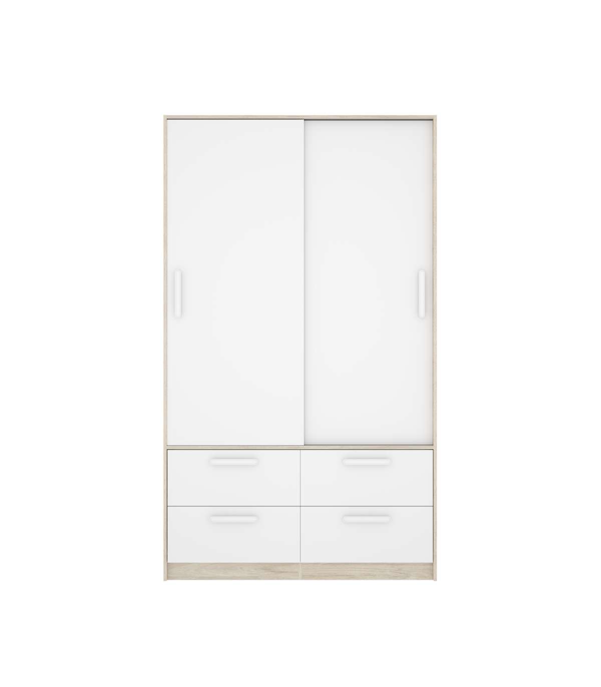 Armario Puertas Correderas Celia Acabado Blanco/natural, 204 Cm(alto)120 Cm(ancho)65 Cm(la_0