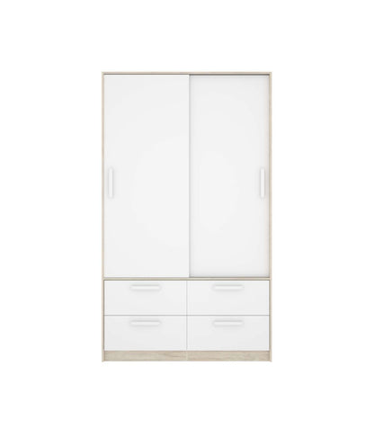 Armario Puertas Correderas Celia Acabado Blanco/natural, 204 Cm(alto)120 Cm(ancho)65 Cm(la_0