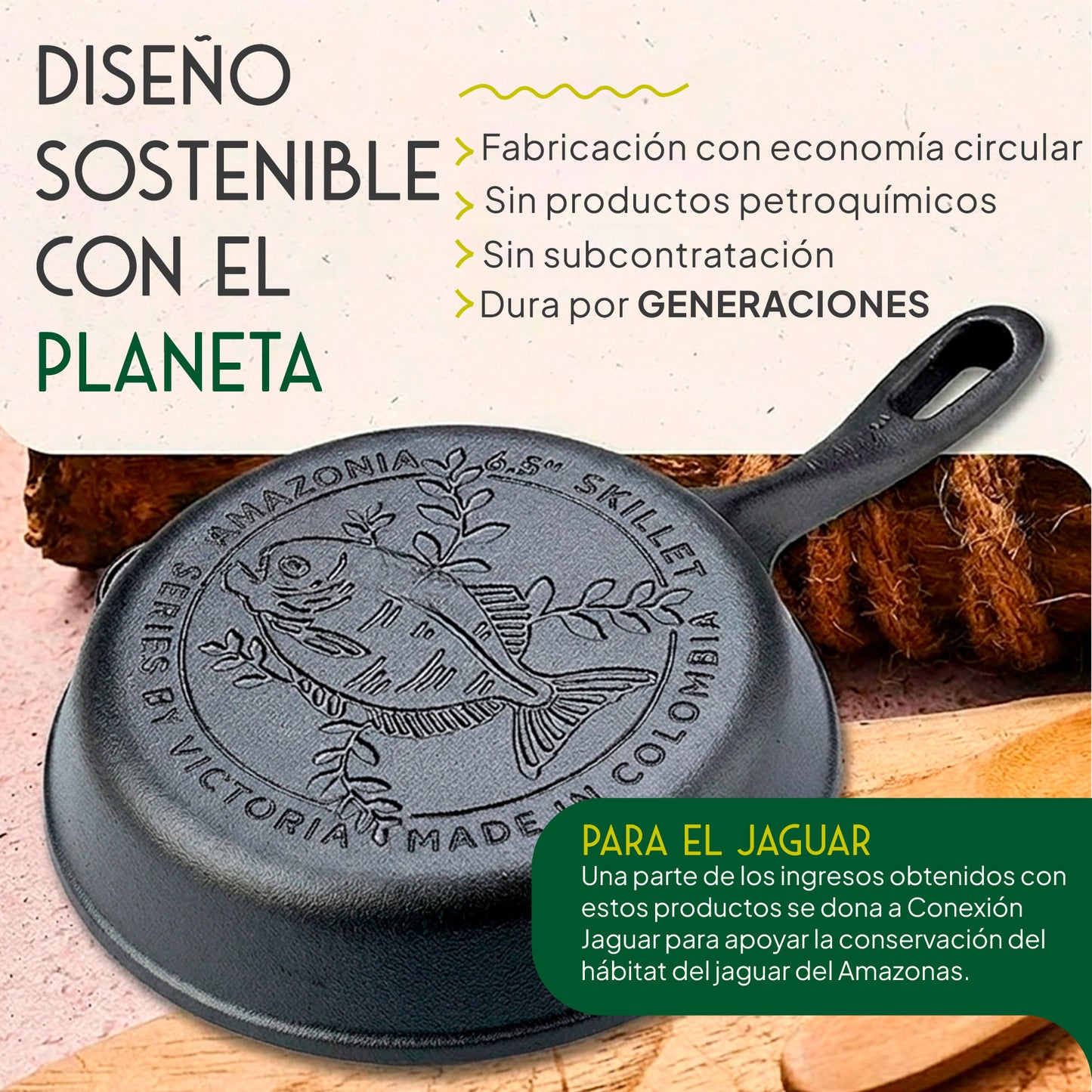 Victoria Sartén Hierro Fundido Curado Amazonía Piraña Inducción 16,5cm, Apta Para Todas Las Cocinas_5