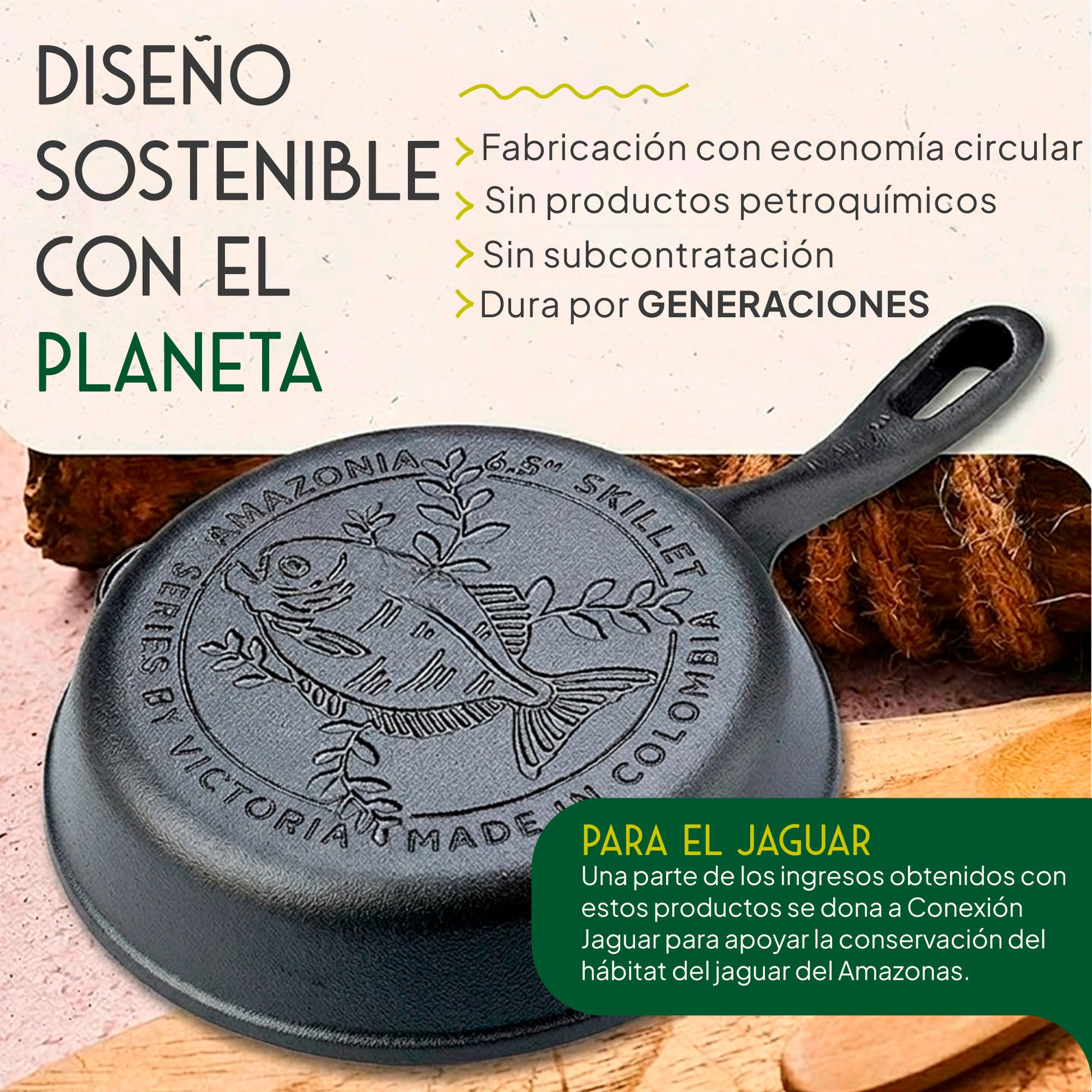 Victoria Sartén Hierro Fundido Curado Amazonía Piraña Inducción 16,5cm, Apta Para Todas Las Cocinas_5