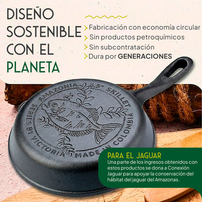 Victoria Sartén Hierro Fundido Curado Amazonía Piraña Inducción 16,5cm, Apta Para Todas Las Cocinas_5