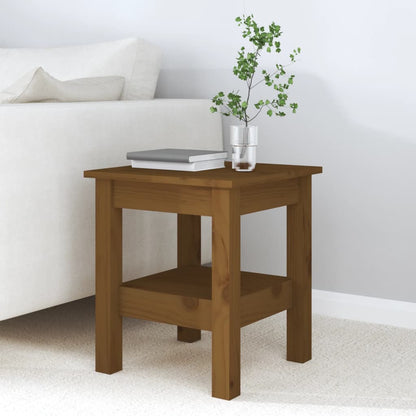 Mesa De Centro Madera Maciza De Pino Marrón Miel 35x35x40 Cm_2