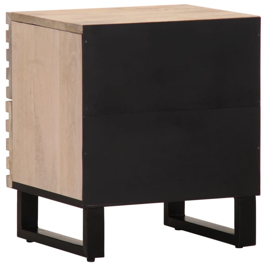 Mesita De Noche Madera Maciza Mango Blanqueado 40x34x46 Cm_3