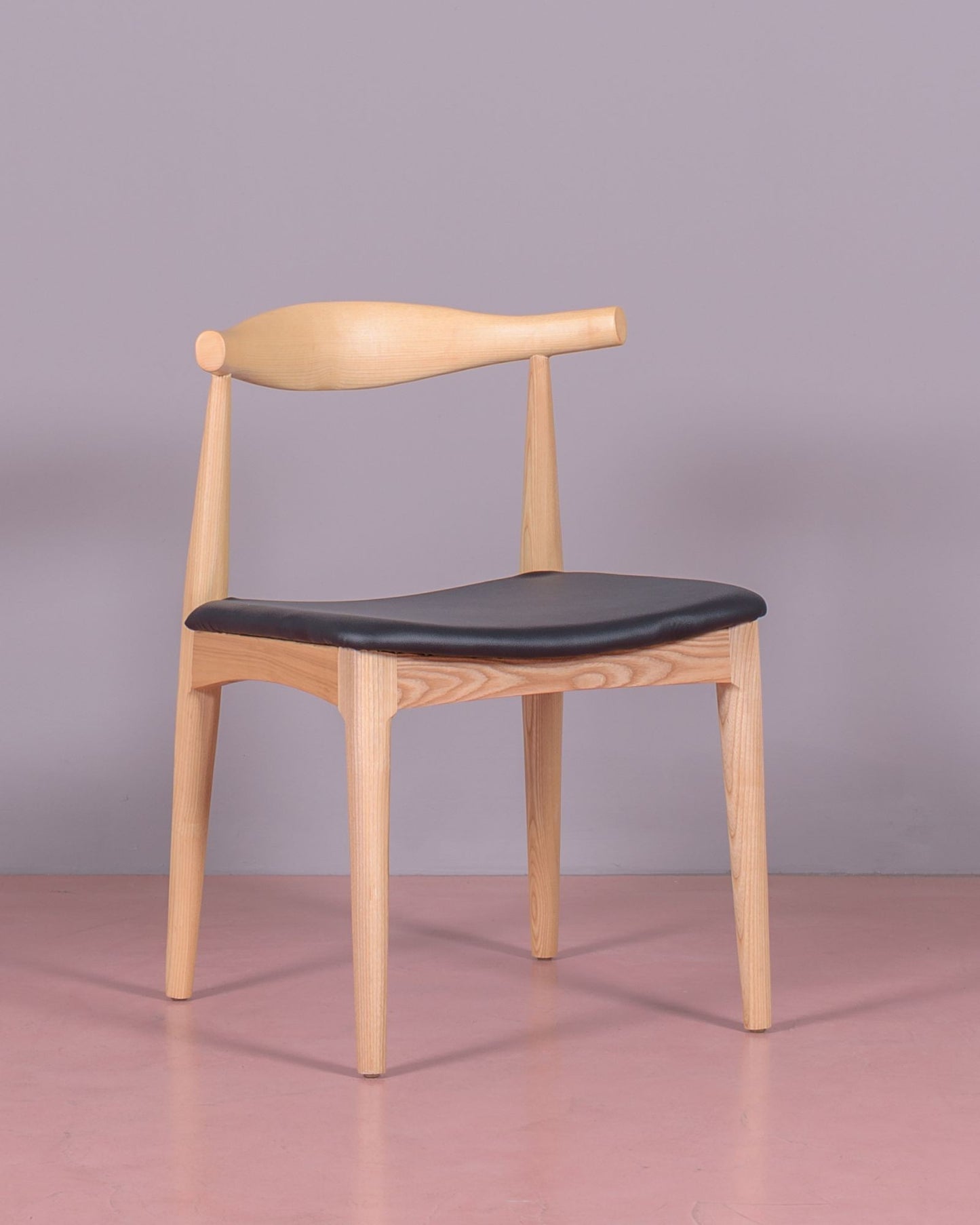 Silla De Comedor En Madera De Fresno Y Cojín De Polipiel - Elbow_0