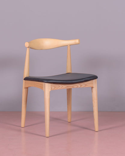 Silla De Comedor En Madera De Fresno Y Cojín De Polipiel - Elbow_0