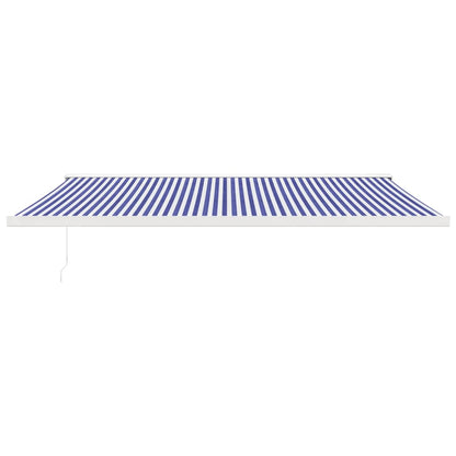 Toldo Retráctil Aluminio Y Tela Azul Y Blanco 5x3 M_2