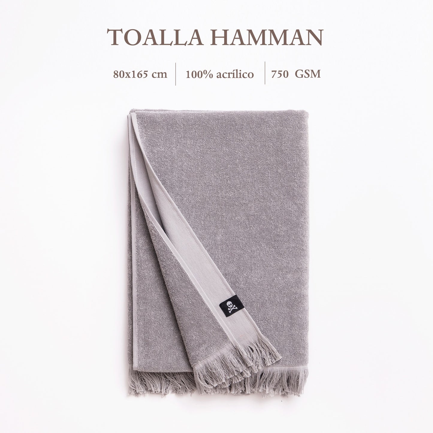 Toalla Hamman 80x165cm 100%algodón 380gsm Gris Claro Scalpers Home_2