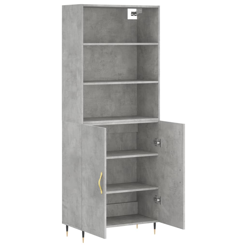 Aparador Alto Madera Contrachapada Gris Hormigón 69,5x34x180 Cm_3