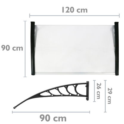 Tejadillo De Protección 120x90cm Marquesina Para Puertas Y Ventanas Negro_1