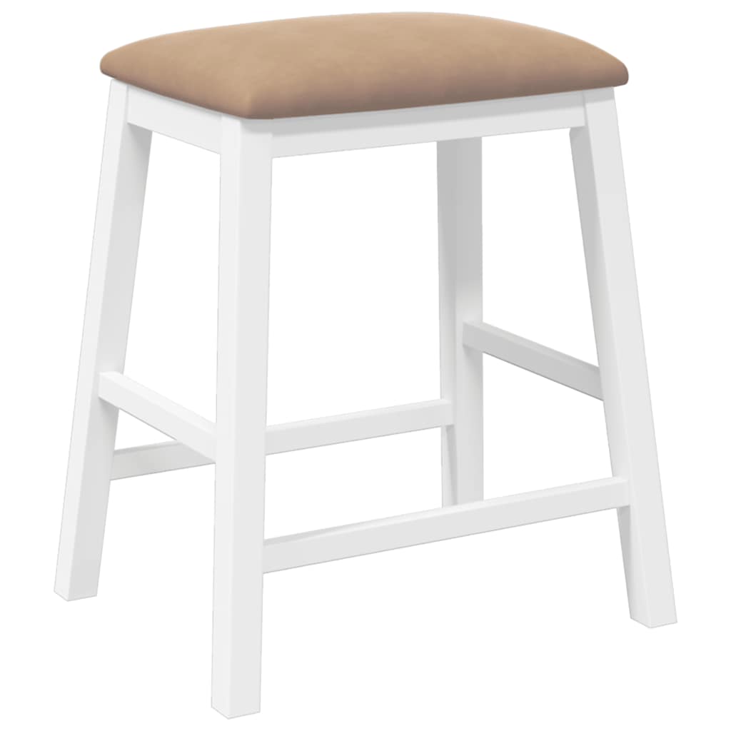 Sillas De Bar Con Cojines 2 Uds Madera Maciza Blanca Caucho_2