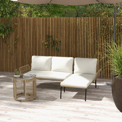 Outsunny Conjunto De Muebles De Jardín De Ratán Juego De 3 Piezas Crema_1