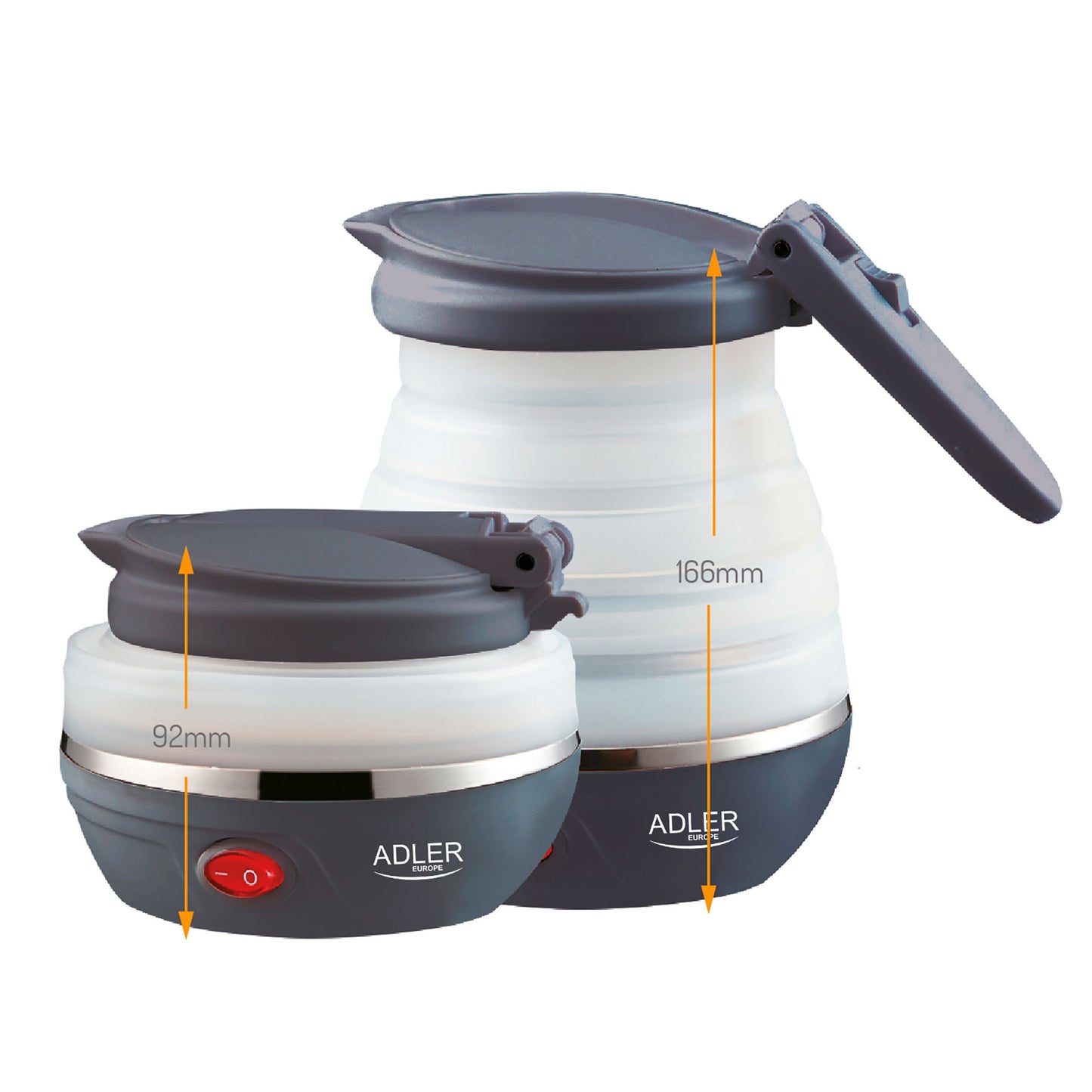 Adler Hervidor Agua Eléctrico Plegable, 0,6l, Silicona Sin Bpa, Resistencia Oculta, Apagado Automátic, Ad1279, Blanco_0