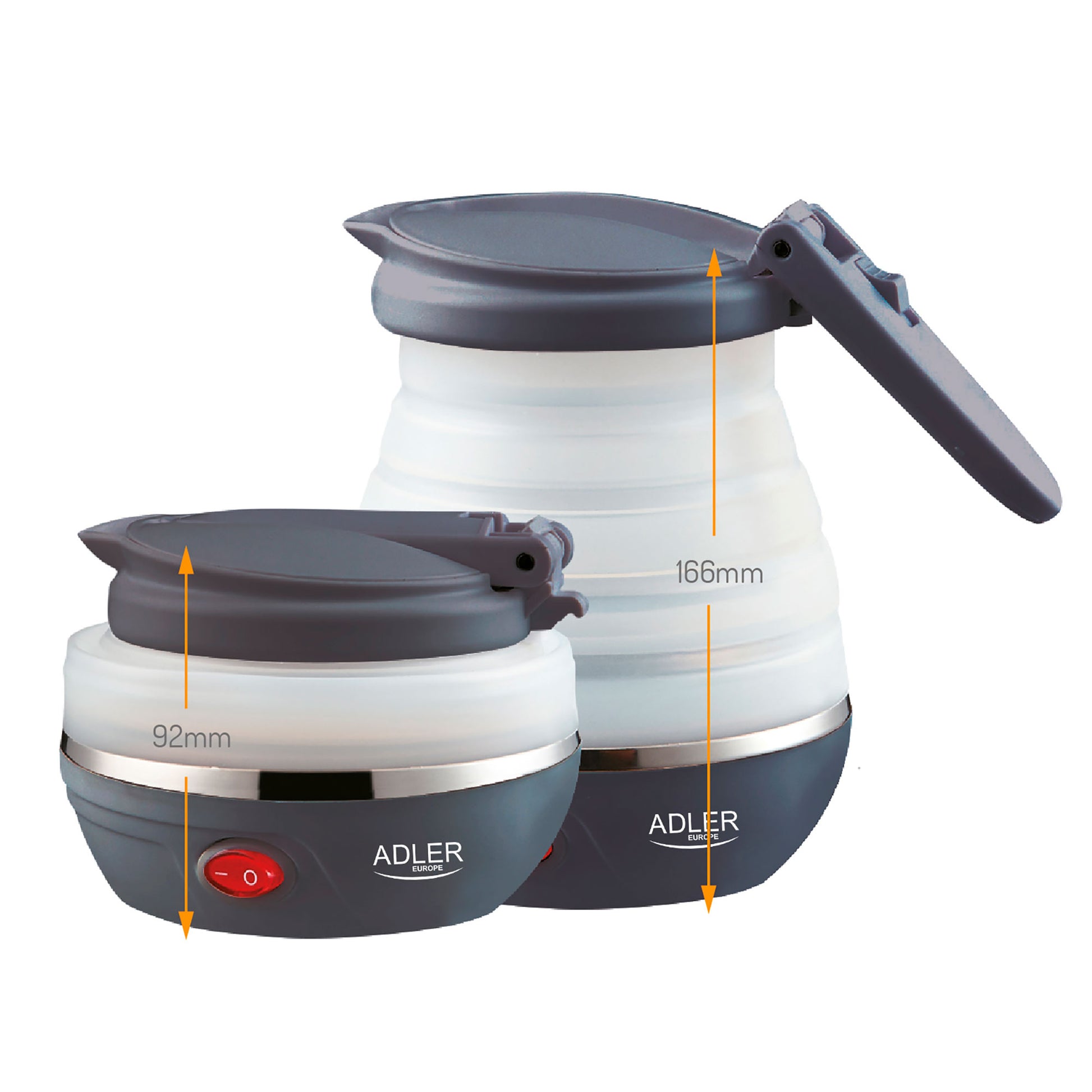 Adler Hervidor Agua Eléctrico Plegable, 0,6l, Silicona Sin Bpa, Resistencia Oculta, Apagado Automátic, Ad1279, Blanco_0