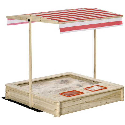 Outsunny Arenero Infantil De Madera Con Techo Inclinable Y Ajustable En Altura_0