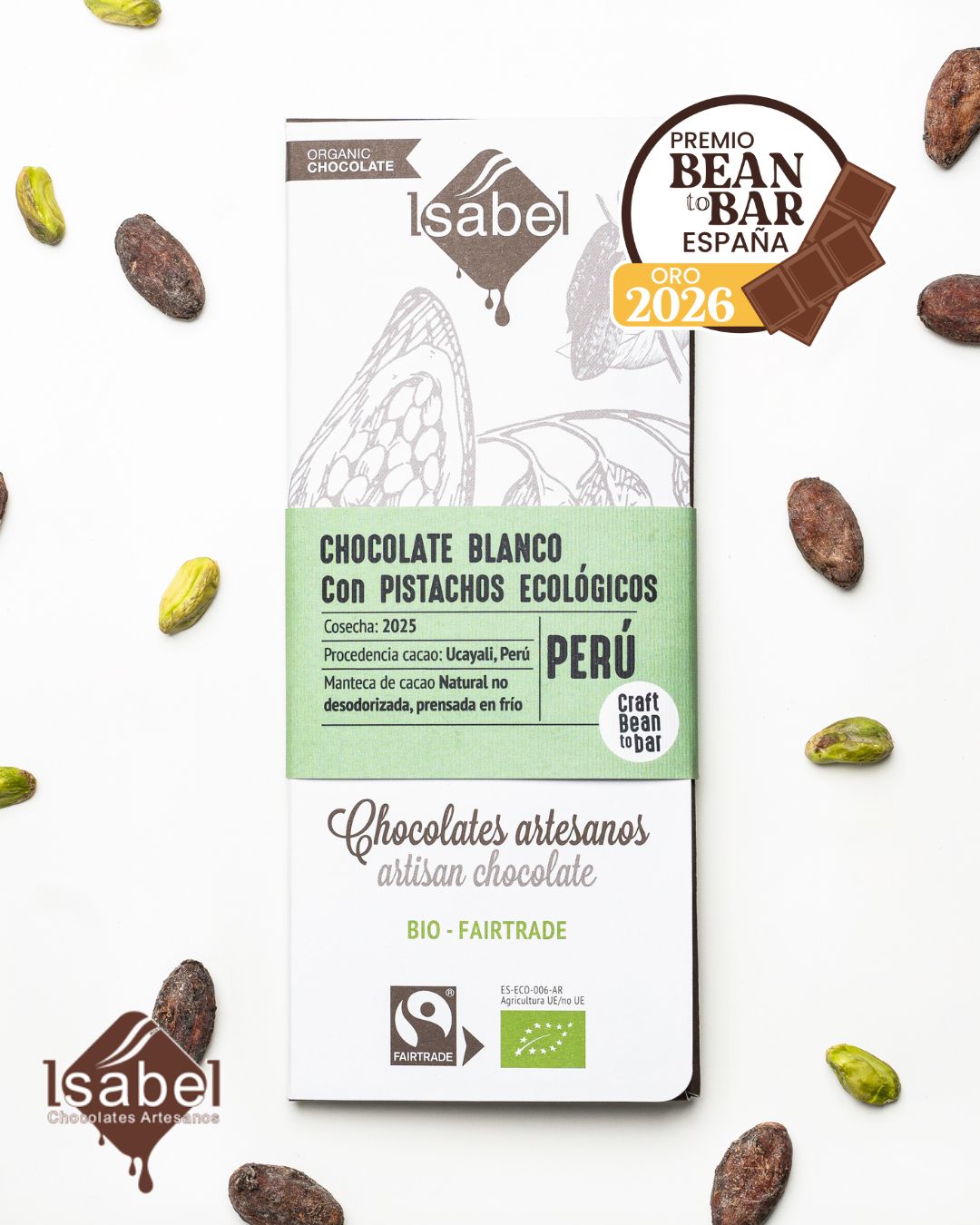 Tableta Bio&ft Chocolate Bean To Bar 35% Pistacho_0