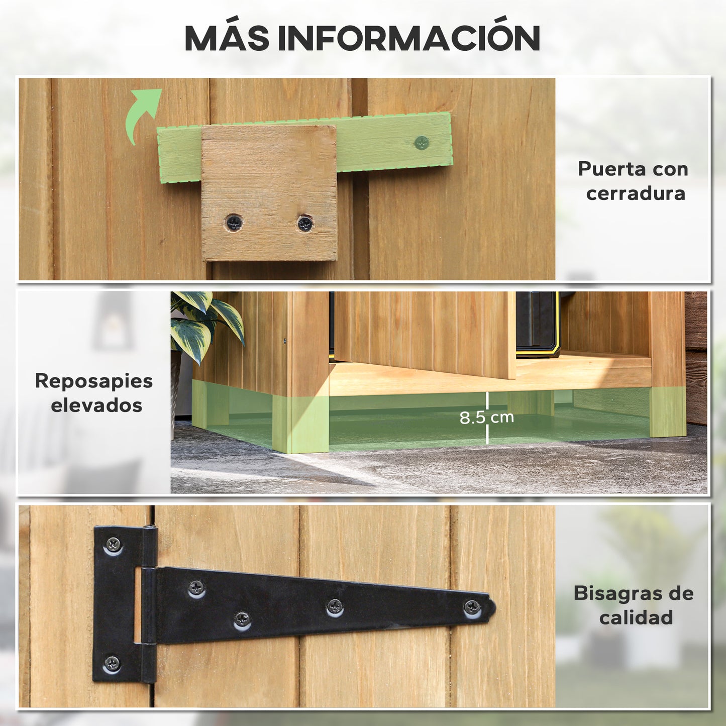 Outsunny Caseta Jardín Exterior De Madera 77,5x54,2x179,5 Cm 0,3 M² Con Estantes_5