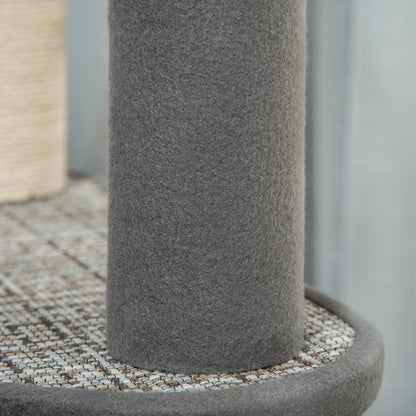 Pawhut Árbol Para Gatos 49x49x130cm Con Plataformas Postes Rascadores De Sisal_3