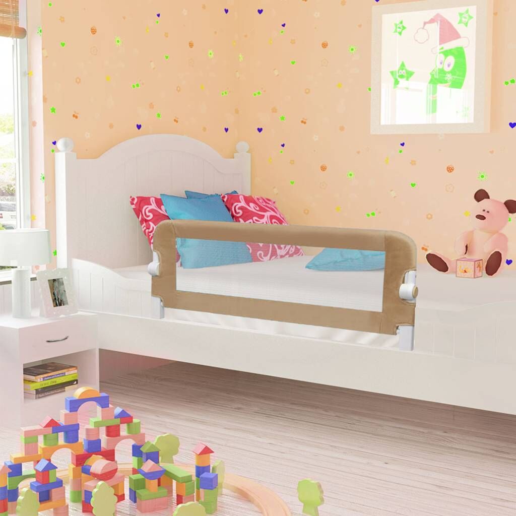 Vidaxl Barandilla De Seguridad Cama De Niño Poliéster Taupe 102x42 Cm_1