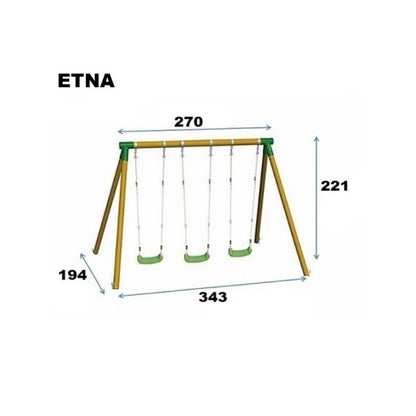 Columpio Triple De Madera Redonda Masgames Etna Xl.