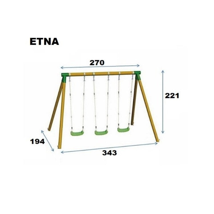 Columpio Triple De Madera Redonda Masgames Etna Xl._2