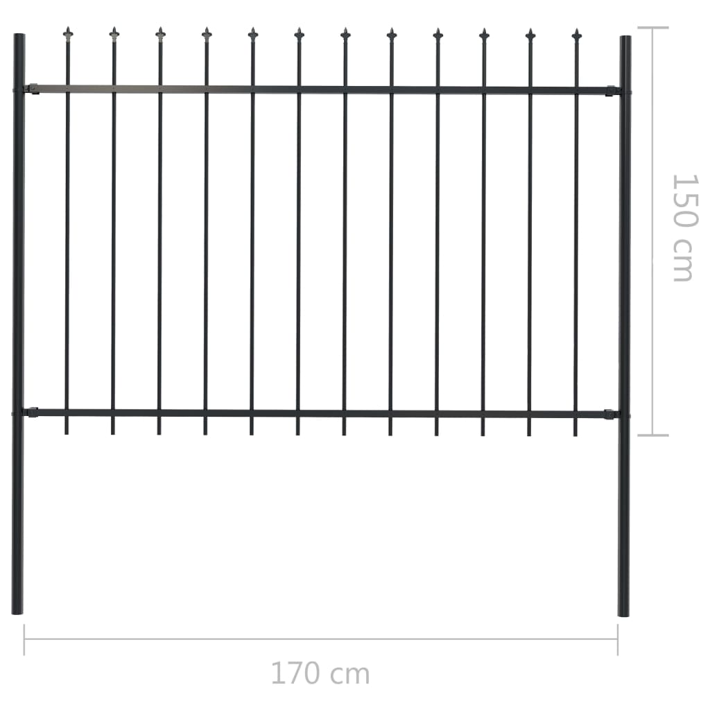 Valla De Jardín Con Puntas De Lanza Acero Negro 1,7x1,5 M / Vetonek_4