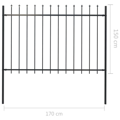 Valla De Jardín Con Puntas De Lanza Acero Negro 1,7x1,5 M / Vetonek_4