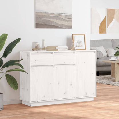 Aparador De Madera Maciza De Pino Blanco 110x34x75 Cm_0