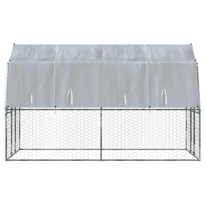 Jaula Para Perros Con Techo Y Puerta Acero Galvanizado Plateado_4