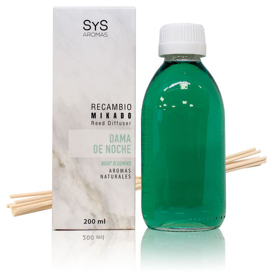 Recambio Mikado Dama de Noche Mármol SYS Aromas 200 ml | Con Palos | Aroma Floral y Agreste | Relajante_0