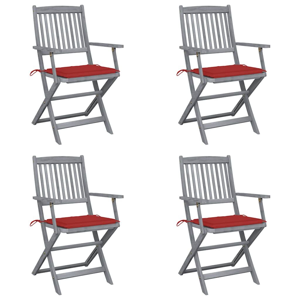 Vidaxl Sillas De Jardín Plegables 4 Uds Cojines Madera Maciza Acacia_0