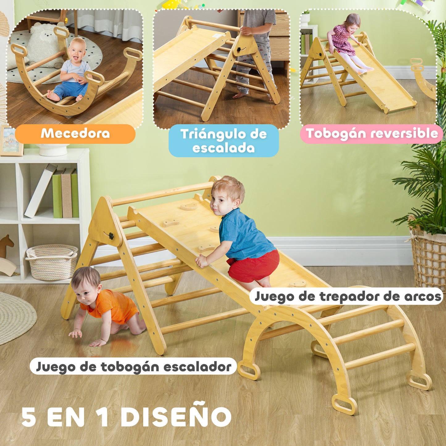Aiyaplay 5 En 1 Triángulo De Escalada Montessori Con Arco Y Rampa_3