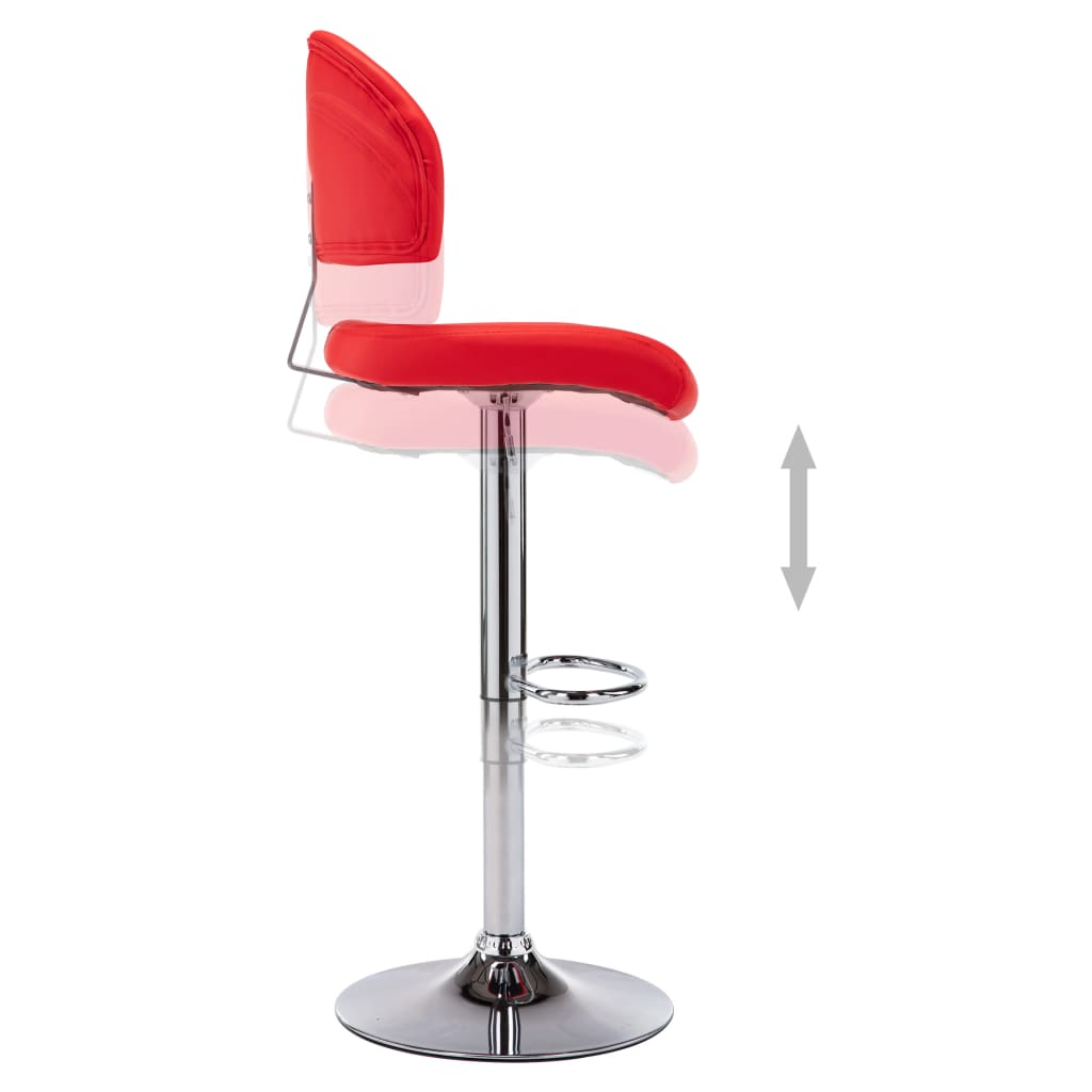 Taburete De Cocina De Cuero Sintético Rojo_3