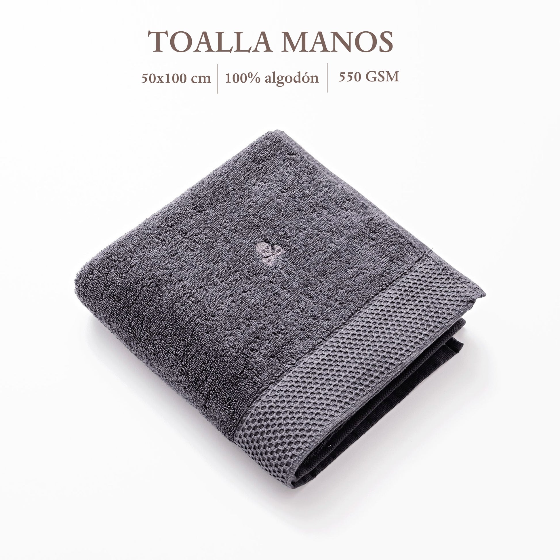 Toalla De Manos 50x100cm 100% Algodón Gris 500gsm Con Logo Bordado Scalpers Home_1