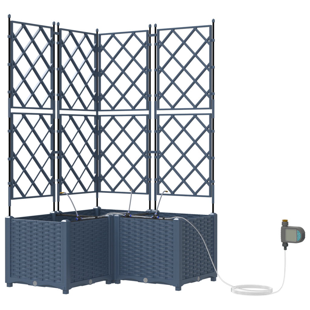 Vidaxl Jardineras Gris 80 X 80 X 142 Cm Acero_0
