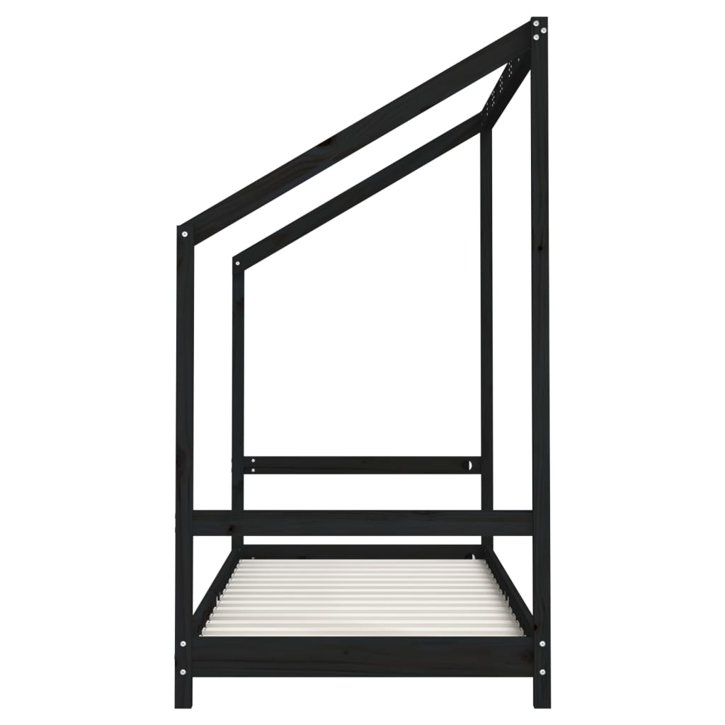 Estructura De Cama Para Niños Madera De Pino Negro 80x200 Cm / Vetonek_3