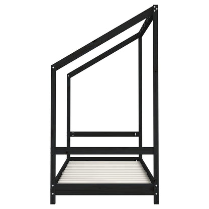 Estructura De Cama Para Niños Madera De Pino Negro 80x200 Cm / Vetonek_3