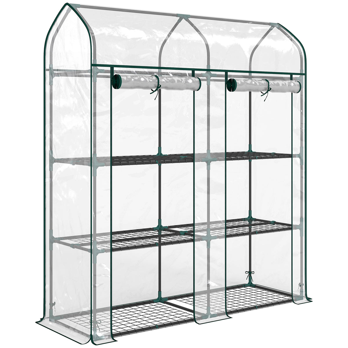 Invernadero Outsunny Acero, Plástico Transparente 143x46x165 Cm_0