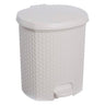 Cubo De Basura / Papelera Polivalente, Con Tapa, Diseño Rattán, Capacidad 21l, Tamaño 33,5x34,5x39,2 Color Blanco Nórdico